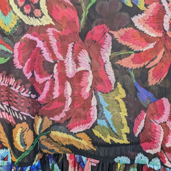 Johnny Was • Jade Long Sleeve Mesh Floral Tiered Dress - Picture 4 of 10